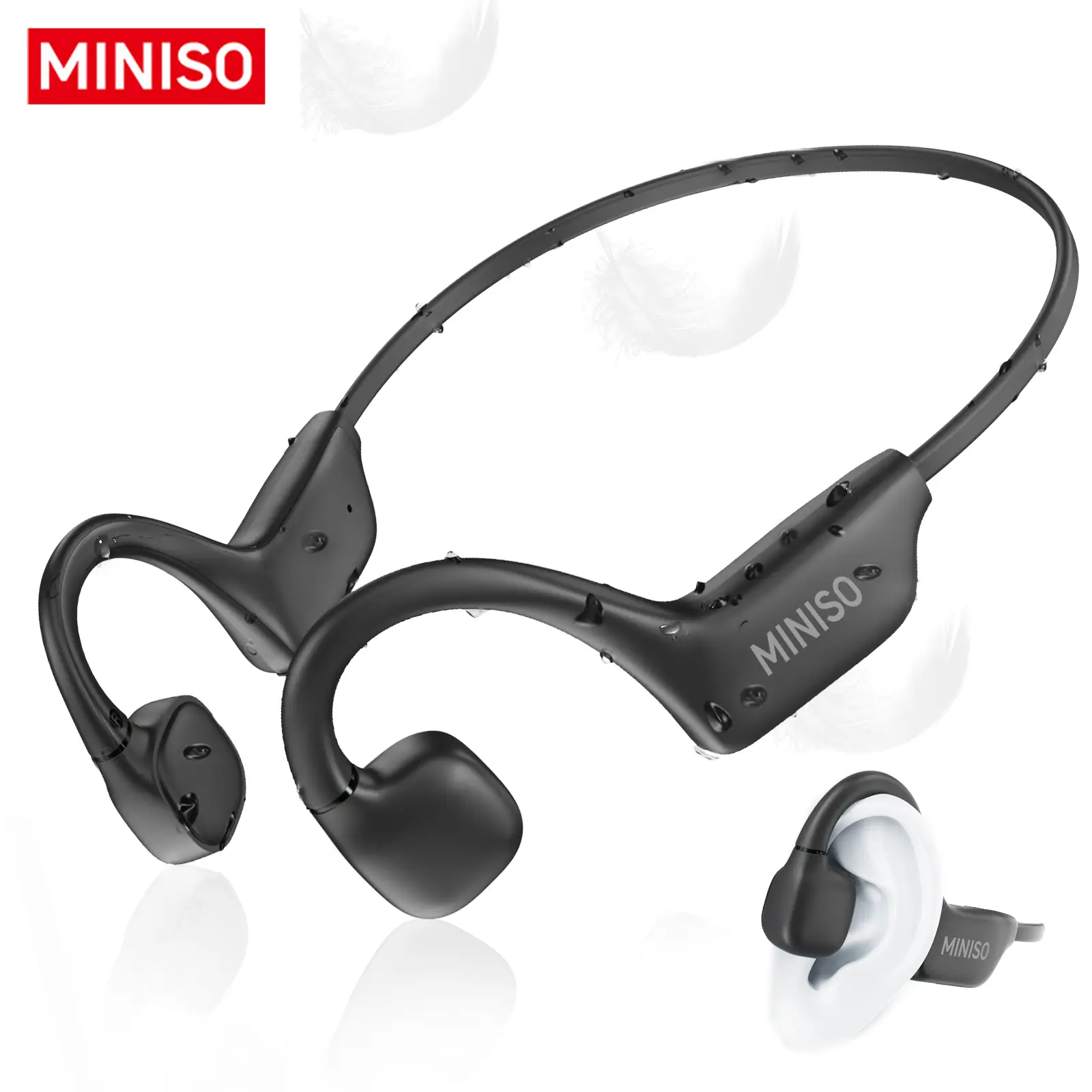 MINISO X60 Open Bluetooth bone Conduction Sports headphones Waterproof and sweat resistant headphones with built-in microphone