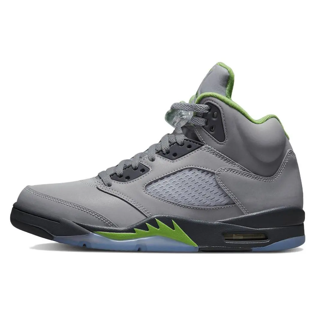 Men's Jordan Air Jordan 5 Retro "Green Bean" Mid-Top Olive Green Sports Shoes, Hoop Basketball Casual Trainers, Hoop Shoes