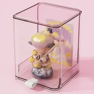 Large Transparent Pull-Out Display Case - Clear Collectible Storage Box, Suitable for Action Figures, Dolls, Boba. Dustproof Design - Ideal for Home, Office or Store Display, Elegant Appearance.
