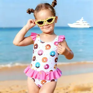 Baby/Toddler Girls Long Sleeve Rash Guard 2 Piece Swimsuit Set w/UPF 50+ Sun Protection with Zipper tropical outfit season lady Anticollision Swim Vest Cover Up exercise dresses
