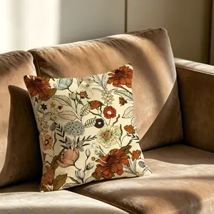 1Pcs, 45x45cm, Vintage Floral Print Pillow, Soft And Comfortable, Decorative Cushion For Sofa And Bed, Suitable For All People, Ideal Gift Choice