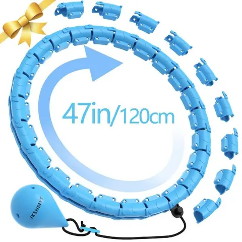 Adjustable Hula Hoop 47 in Round - Enlarged Size, 24 Detachable Segments, Foam Grip, Adjustable Portable Hoops for Home Gym, Indoor & Outdoor Fitness, Beginners Unisex Thigh & Hip Trainer