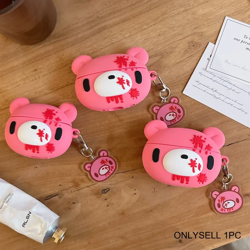 1 piece of Violent Bear earphone case, cute wireless Bluetooth earphone case PVC, anti drop, durable and stylish Headphone Accessory, suitable for AirPods 5/pro3/4/pro/pro2 (shape may vary depending on model)
