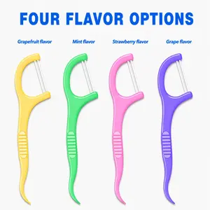 50pcs Boxed Twin-Line Dental Floss Picks with Interdental Pick, 2-in-1 Disposable Double Thread Flossers, High Toughness No Break or Shred Floss Sticks, Non-Slip Grip Handle, Teeth Cleaning Picks for Home & Travel, Oral Hygiene Care Cleansing
