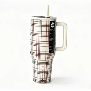 HydroJug 40oz Plaid Insulated Tumbler, Food-grade Stainless Steel, Car Cup Holder Compatible, Ergonomic Handle, Multi-scenario Use for Sports, Office, Home and Outdoor, Portable Travel Mug with Trendy Plaid Print tiktokshopspringglowup skull