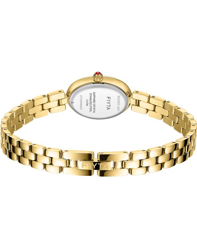 FIYTA Golden Bean Series Women's Watch, Oval Case, Adjustable Stainless Steel Bracelet, Wrapped by Stylish Gift Box, Elegant Present Gold Watch for Women,Womens gifts