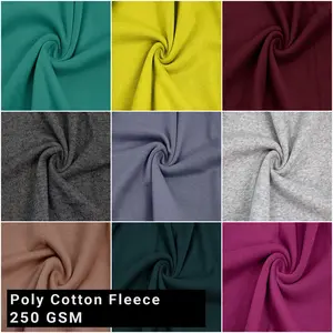61" Wide Poly Cotton Fleece Fabric by the Yard - 250 GSM, Medium Weight, Soft, Warm, Breathable, 2-Way Stretch – Great for Apparel, Activewear, Hoodies & DIY - (SKU-803)