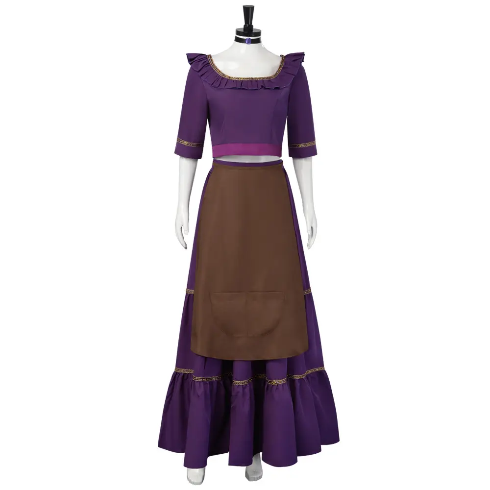 Mama Imelda Purple Skeleton Dress Cosplay Costume Set Apron Necklace for Comic Con Convention