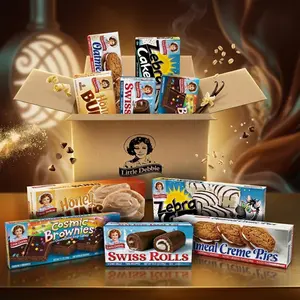 48 Piece Assortment Little Debbie Variety Pack, Zebra Cakes, Cosmic Brownies, Honey Buns, Oatmeal Creme Pies, and Swiss Rolls (1 Box Each)