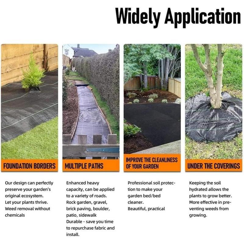 4FT x 100FT Weed Barrier Landscape Fabric, 3.2oz Premium Heavy Duty Garden Cloth, Ground Cover for Gardening, Farming with 30 U-Shaped Securing Pegs