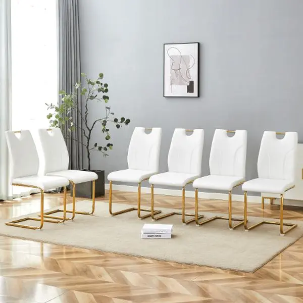Bellemave Modern PU Leather Dining Chair - Back-Friendly, Thick Soft Cushion, Silver Metal Legs, Easy Assembly, 17.5x18x36.6" for Offices, Kitchens