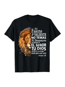 100%  Valiente Josue 1:9 Spanish Christian Bible Verse T-Shirt