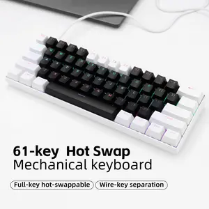 61-Key Wired Hot-Swappable Mechanical Keyboard | RGB Backlit,  21-Key Anti-Ghosting & Multi-System Compatible, Ideal for Office & Gaming