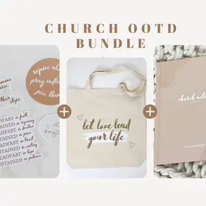 Church Bundle: Church Notes Journal, Tote Bag, & 4 Stickers Tiktok