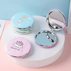 Circular Makeup Mirror Portable Portable Student Pocket Folding Mirror Beauty Makeup Makeup Princess Circular Mirror