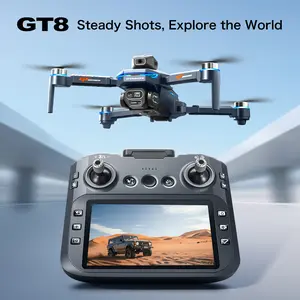 GT8 RC Quadcopter Drone with 4K HD Dual Camera, 12.5cm Large Screen Transmitter, Brushless Motor, Smart Obstacle Avoidance, 20 Minutes Flight Time, Foldable Camera Drone for Beginners Adults Outdoor Photography