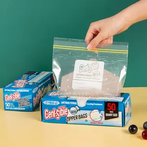 50pcs 7.87 inx7.48 in anti-bacterial zipper nag Reusable food storage bags with zippers for leak-proof sealing and preservation - suitable for food storage, reusable vegetable and fruit storage bags