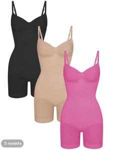 women's solid backless adjustable strap shapewear romper, high stretch seamless tummy control shaper, ladies waistband shaping bodysuit for all seasons, women's underwear, shapewear tummy control, womenswear