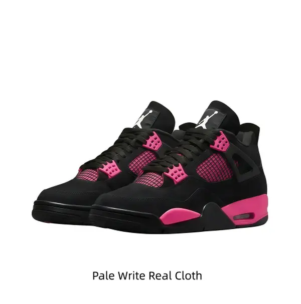Men Retro Basketball Sneakers For Men Women, Black Hot Pink Leather Mesh Upper, Cushion Midsole, Wear Resistant Rubber Outsole, Casual Shoes Full Original Package