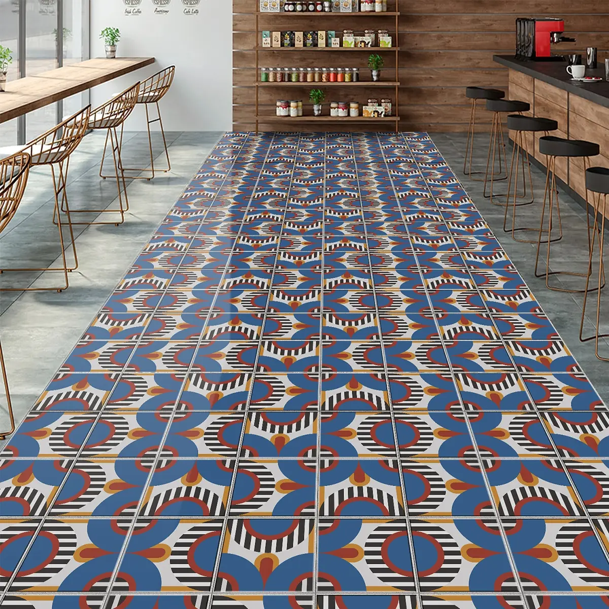 Self-Adhesive Vinyl Floor Tiles, 10pcs 20x20cm Blue Mixed Color, Easy Peel & Stick, Durable Removable Decor for Bathroom Kitchen Bedroom