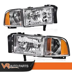 CLEAR CHROME HEADLIGHT LAMPS LEFT & RIGHT FIT FOR 94-02 DODGE RAM 1500 2500 3500