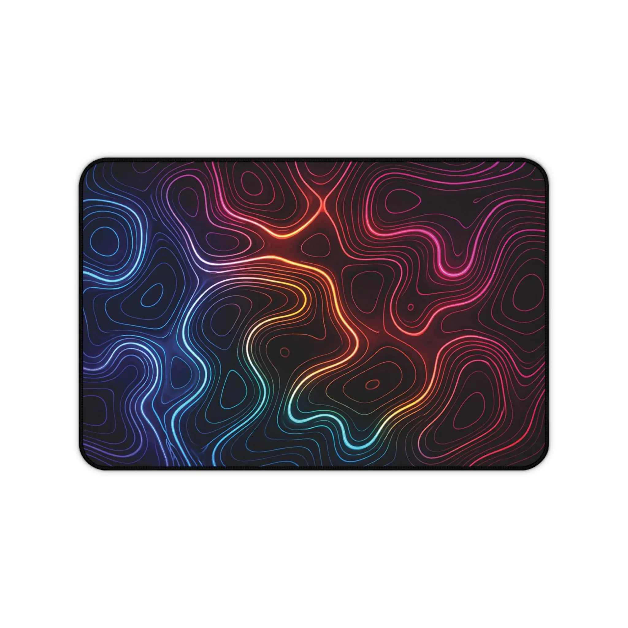 High Qaulity Neon Topographic Lines Desk Mat | Contour Mouse Pad