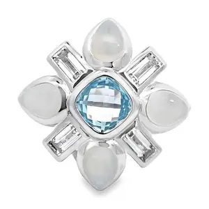 Margo Manhattan Sterling Topaz & Moonstone Jackie Ring