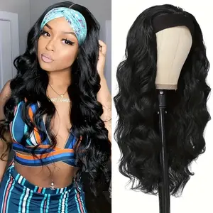 Headband big wave wig natural color hair can be worn everyday 24 inch heat resistant fiber fashionable style.