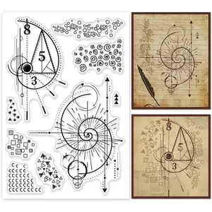 Fibonacci Texture Background Clear Stamps for Card Making Creative Science Transparent Stamps for DIY Scrapbooking Photo Album Journal Home Decoration