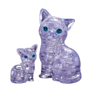 3D Crystal Puzzle - Cat & Kitten: 49 Pcs