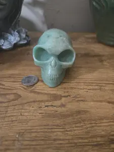 Natural Amazonite Mayan Skull Crystal Decoration - Apothecharity Healing Piece for Jewelry Accessories & Derivatives, Emotional Support, Calms the Brain, Alleviates Worry and Fear