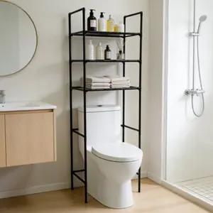 Three-Tier Storage Rack Above Toilet, Space-Saving Bathroom Organizer, Bathroom Organizing Accessories, Independent Design for Bathrooms & Laundry Rooms