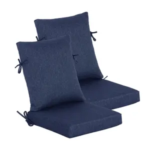 20" x 22" (Set of 2) Foldable Outdoor Dining Chair Cushions with Straps – Waterproof, Fade-Resistant & Tear-Resistant, Ideal for Home, Patio, Lawn, Poolside and Resorts