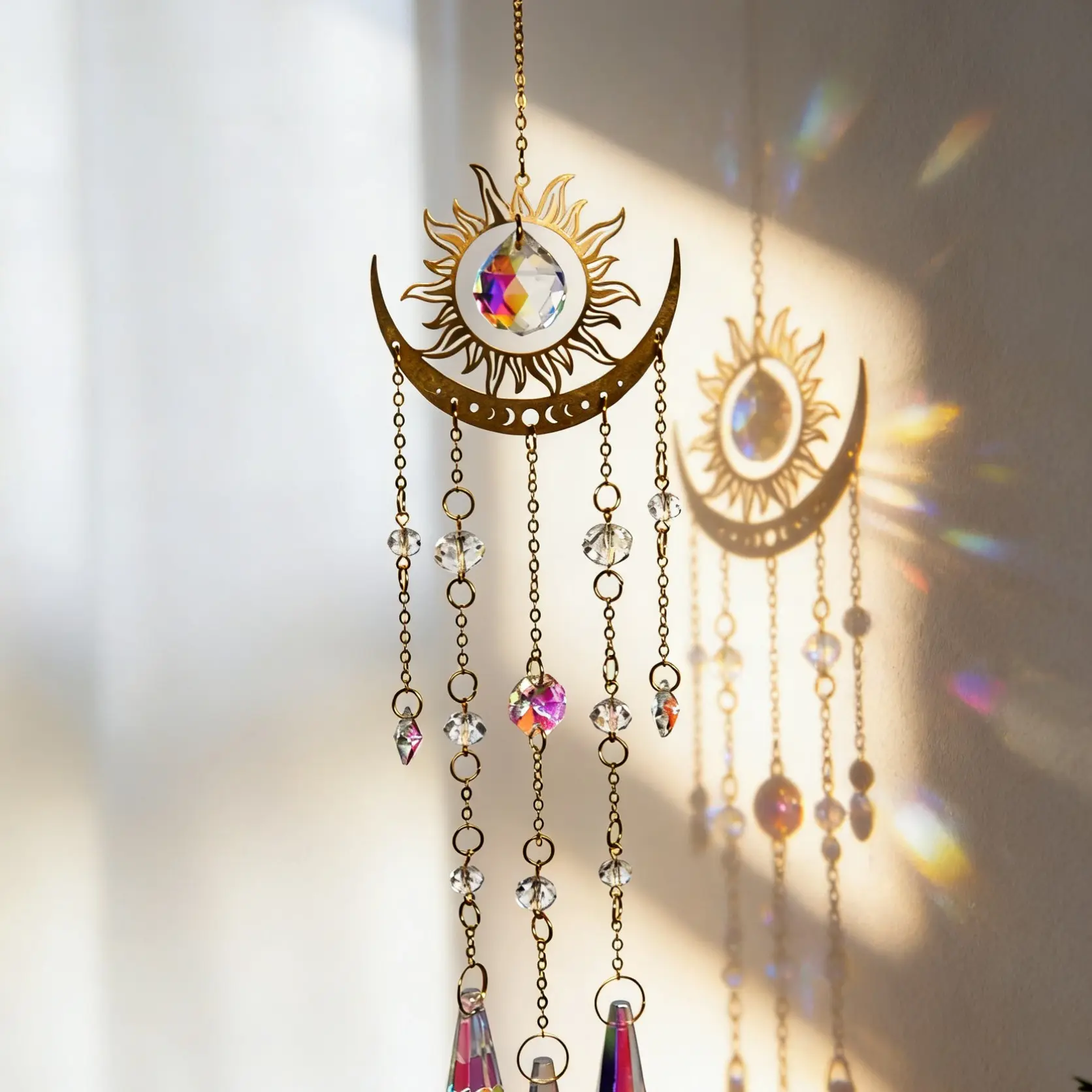 Crystal Sunflower Decoration Ornaments, Window Hanging Prism Rainbow Maker, Indoor Outdoor Home Garden Decor, Perfect for Thanksgiving, Valentine's Day, Mother's Day