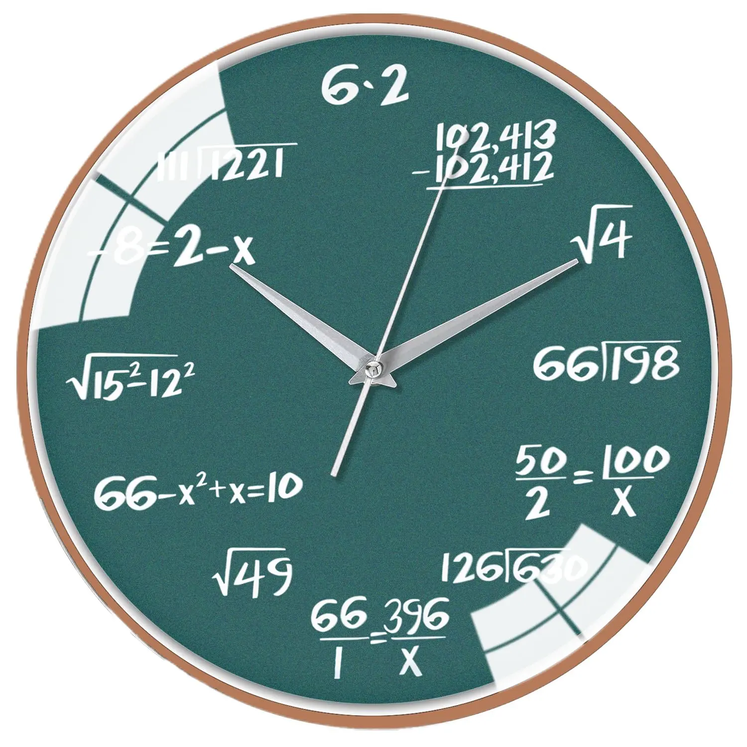 12 Inch Math Wall Clock  Gift For Teachers & Students Office Classroom/school/home/room Decorations(green Inch)