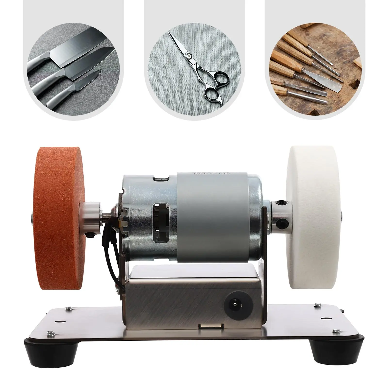 96W Small Electric Benchtop Sander, 7-Speed 3000-6000RPM Polishing Tool Kit with 2 Grinding Wheels for Metal Sharpening, DIY Repair, Mechanics,summerwins