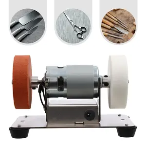 96W Small Grinder 7-Speed 3000-6000RPM Electric Benchtop Sander with 2 Grinding Wheels for Metal Sharpening DIY