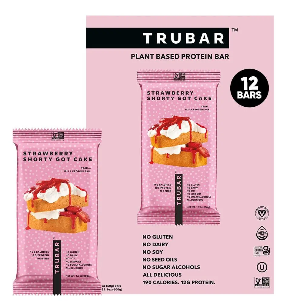 TRUBAR Protein Bar Strawberry Shorty Got Cake  1.76oz 12ct