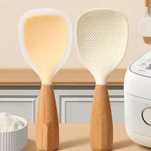 1 Pcs Non-stick Standing Rice Serving Spoon - Non Stick Stand-up Rice Scooper - Heat Resistant Cooker Scoop Paddle Cheese Cutlery  Rice Paddle, Non Stick Rice Spoon Scooper Spatula,Heat Resistant Rice Cooker Spoon (Cream)