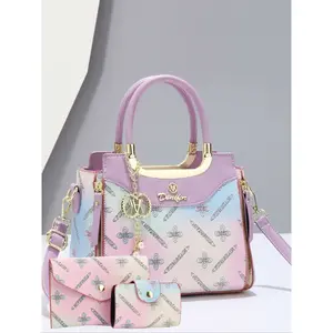 New Gradient Print Women's Set, Casual Versatile Dopaamine Three-Piece Shoulder Crossbody Bag, All Seasons Fashion Accessory, Handbag Combo