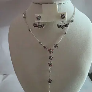 Set Floral Blomson Plata 925 Size 20 Inches Adjustable to Smaller Size