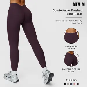 MFVIM Women’s High-Waist Sports Leggings, Solid Color Slim Fit Pants, High Elasticity Yoga Leggings, Ladies Activewear for Indoor & Outdoor Use, Women’s Yoga Pants