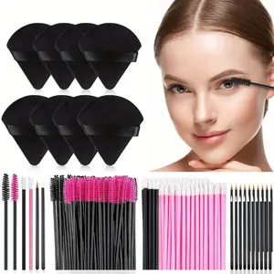 1 Pack Disposable Makeup Applicators Tools with 100 Eyelash Brush+100 Lip Brush+40 Eyeliner Brush+8 Black Powder Puff for Makeup Artist Supplies Beauty & Personal Care