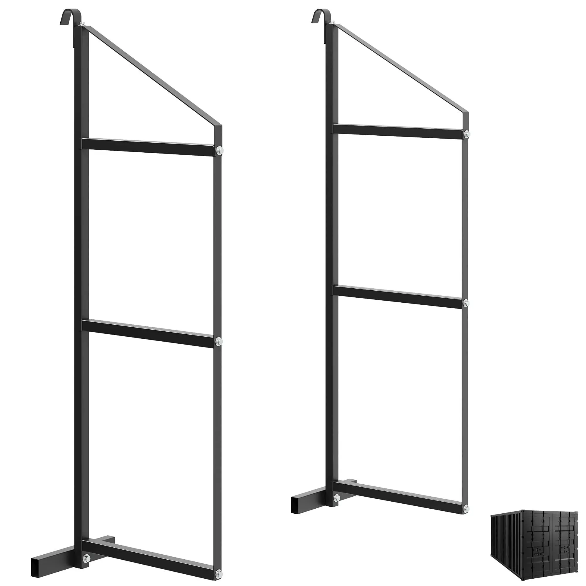 GARVEE 3-Tier Shipping Container Shelving Brackets, 2 Pack 22"(D) x 60"(H) Heavy-Duty Shipping Container Brackets, Black Powder Coated Steel, 1100 LB Load Capacity, Easy to Hang and Remove