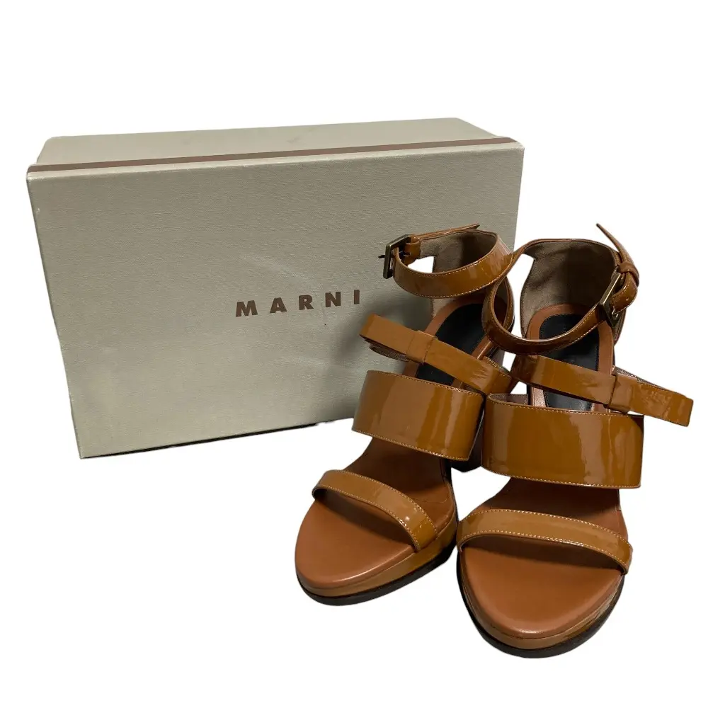 Pre-owned MARNI Patent Leather Small Leather Goods Wood Heel Sandals