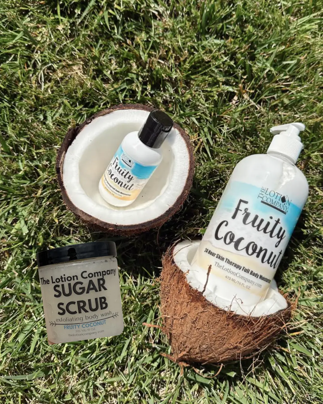 Fruity Coconut Body Lotion & Sugar Scrub – Pick Your Size: 16 oz, 2 oz Travel & 11 oz Options – The Lotion Company - Limited Edition