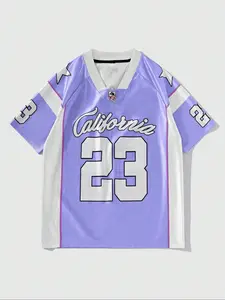 Men's Letter Print Californiam 23 Baseball Jersey, Loose Casual Short Sleeve T-shirt for Summer, Men's Top for Outdoor Sports, Sportswear Clothing