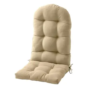 Adirondack & Rocking Chair Cushion, High Back Patio Cushions - Waterproof Solid Tufted Pillow, Indoor/Outdoor Pads with Ties, Fade-Resistant & Seasonal All Weather Replacement (Khaki, 1)