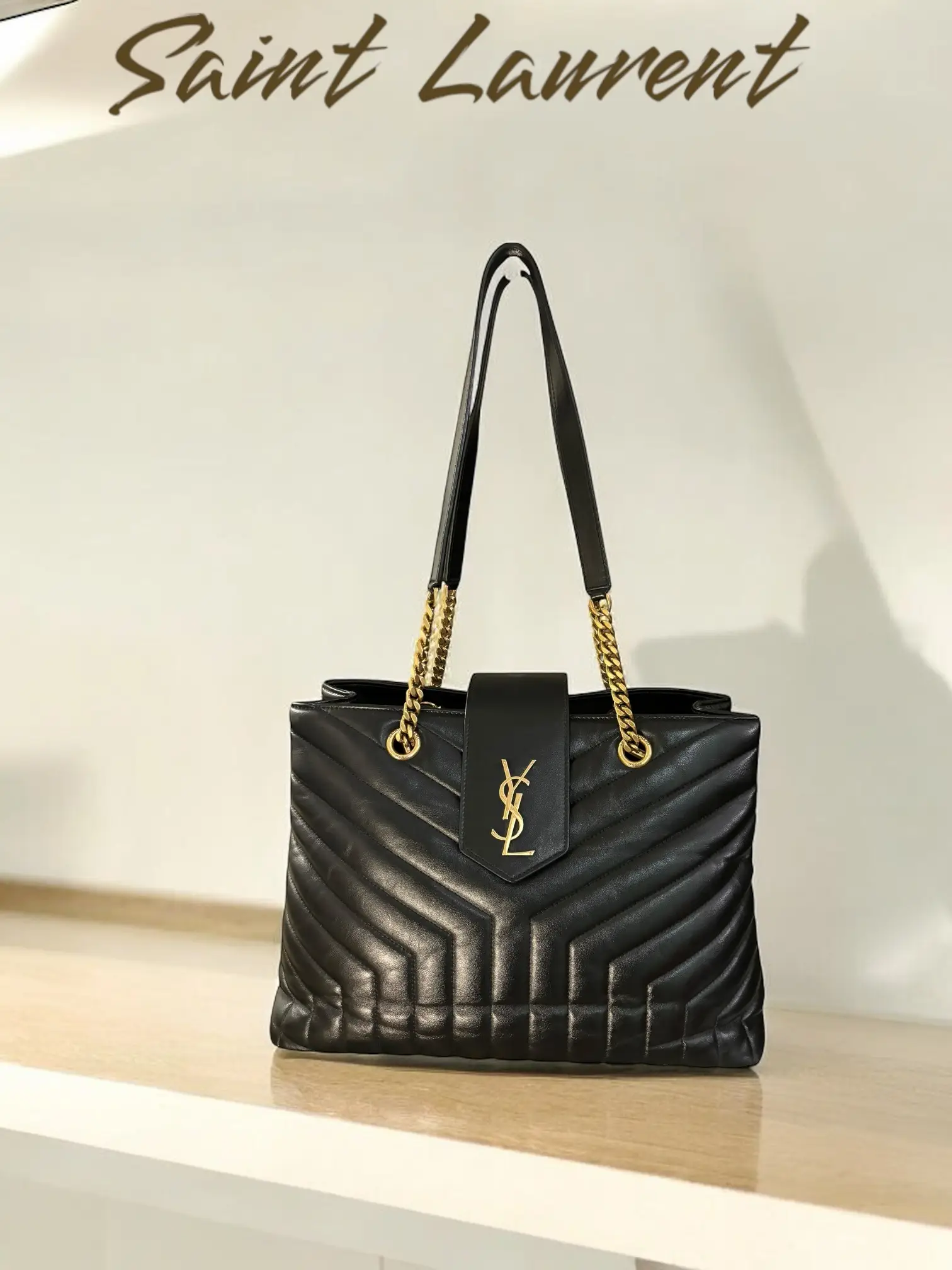 Pre-owned Yves Saint Laurent Leather Tote Saint Laurent Large Black Loulou Quilted Tote