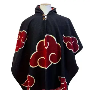 Akatsuki Poncho - Black Shawl with Unique Design, Soft Fabric, Perfect for Casual Wear